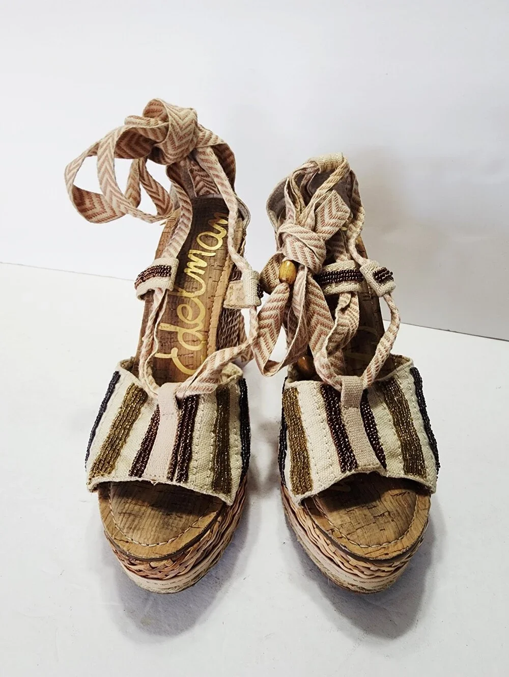 Sam Edelman Embroidered Trey Wedge Sandal Size 7
